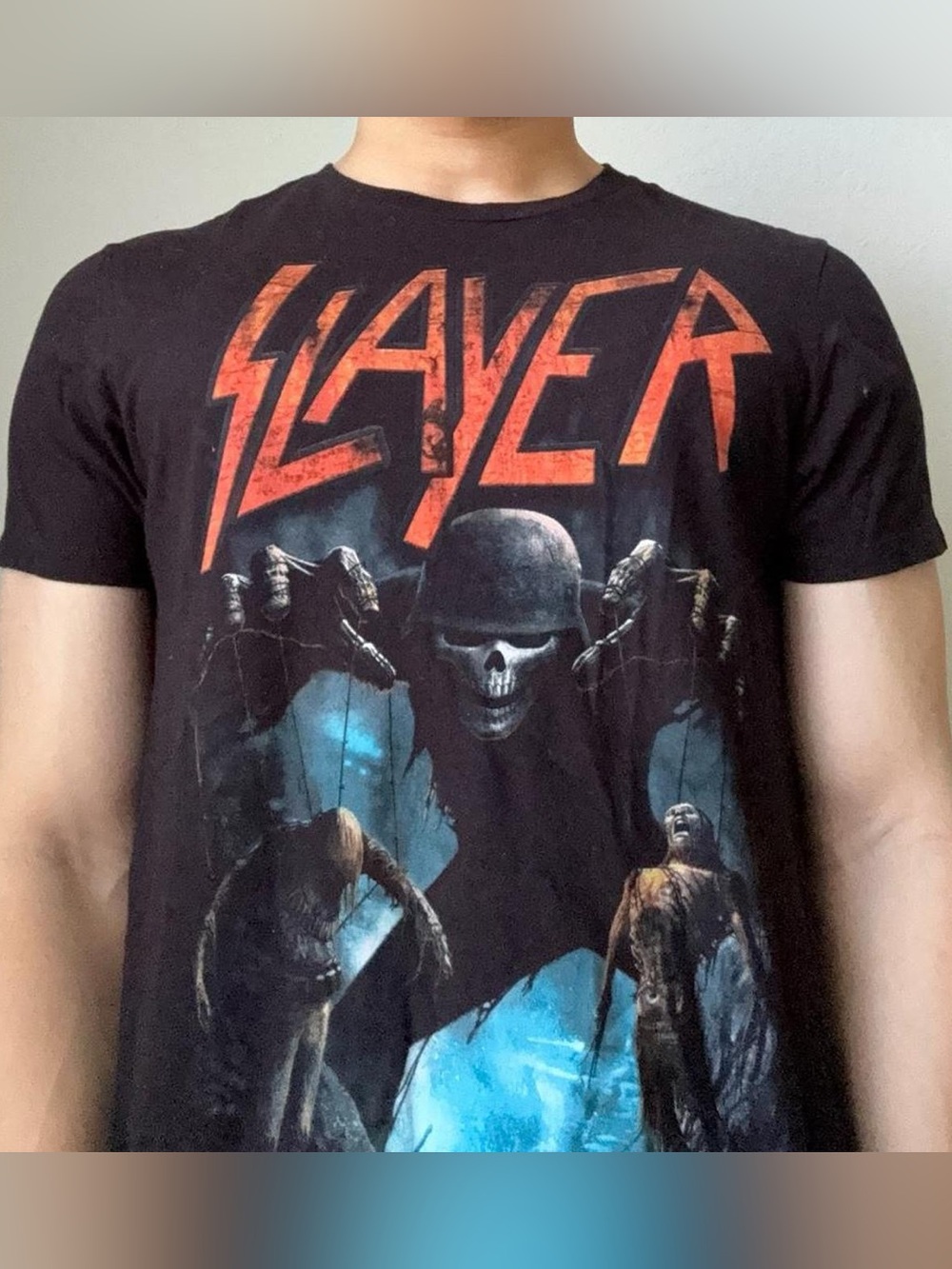 Vintage 2000s Slayer Band AOP Graphics Black Tee Shirt